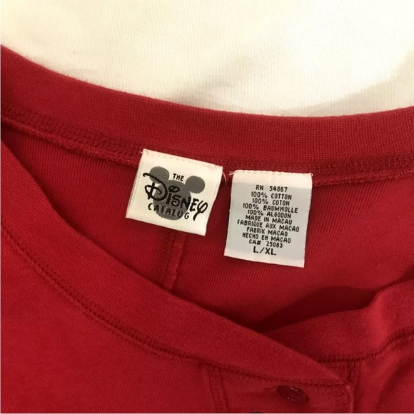 Vtg The Disney Catalog Jumpsuit Pajama Red Butt Flap L/XL Disney Characters - Picture 13 of 14